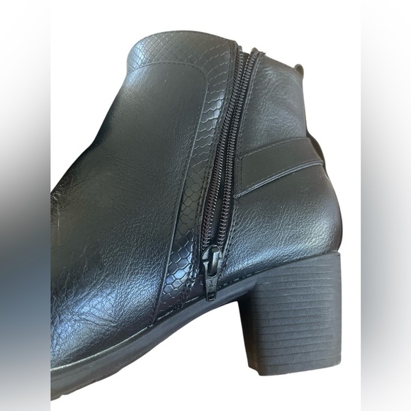 Classic Black Ankle Boots with Buckle Detail - Picture 6 of 9